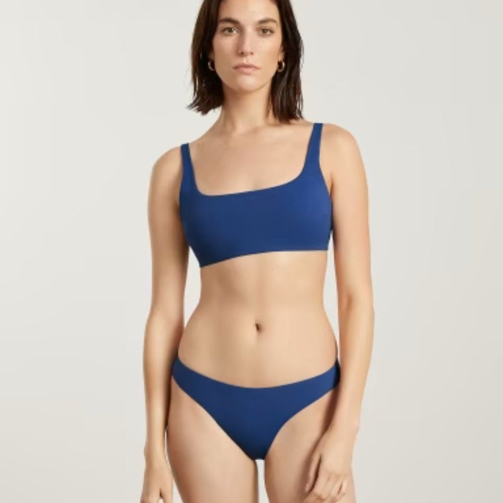 NWT Everlane Blue Dusk Bikini Bottom XS Low Rise Italian Quick Dry Class…